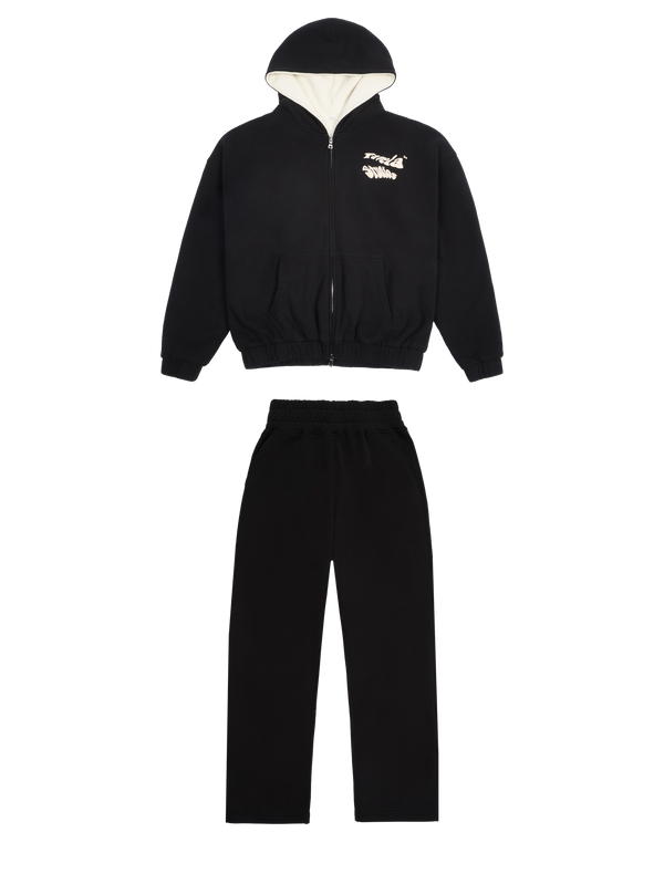 Black Logo-Print Jersey Full Tracksuit