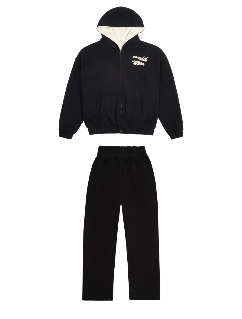 Black Logo-Print Jersey Full Tracksuit